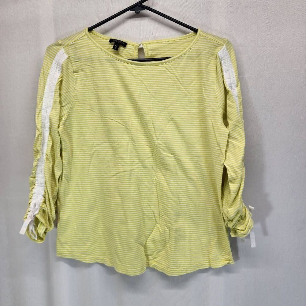Talbots Petites Striped Yellow and White Shirt Size Medium Petite I9